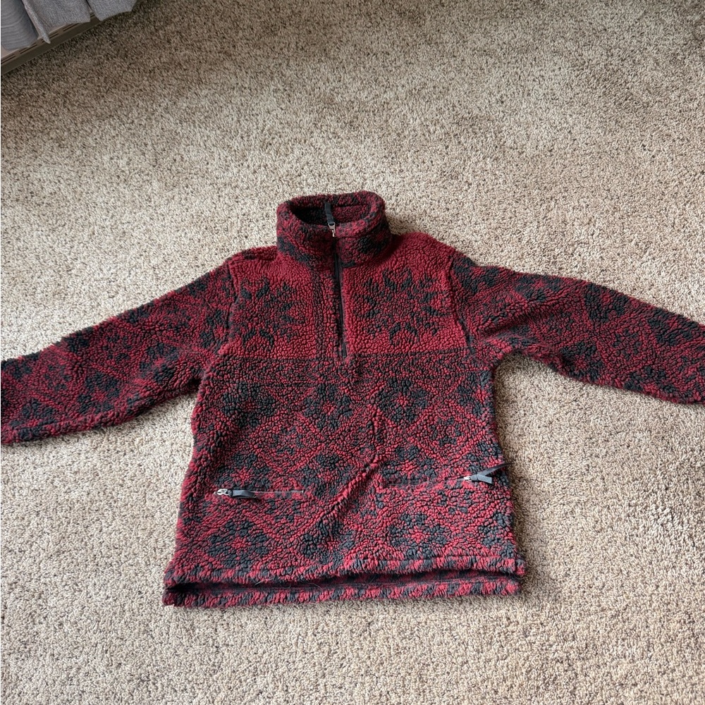 Woolrich Men's Red and Black Zip Up Sweater